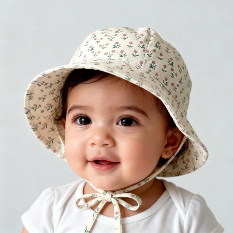 Baby Girls Sun Hat 46-48cm 6-24 Months Spring Summer Infant Girl's Fisherman Caps Breathable Outdoor Solid Color UV Protection
