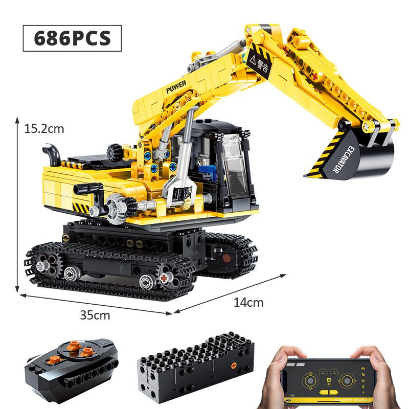 

Городской радиоуправляемый экскаватор ПРИЛОЖЕНИЕ Строительные блоки Бульдозер Кран Пульт дистанционного управления Вилочный погрузчик Машина Грузовик Кирпичи Игрушки Для Детей Мальчиков