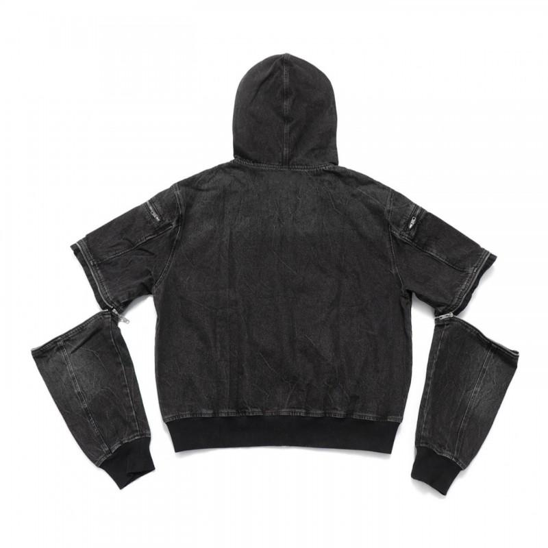Praná Heavyweight Zip-Up Mikina s Kapucí Tmavý Streetwear Unisex Oversized Dlouhý Rukáv