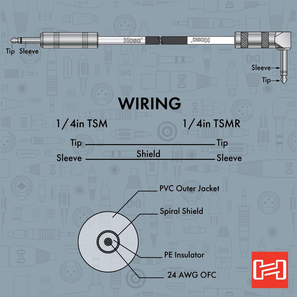 Hosa SL Guitar Cable GTR-205R 1.5m