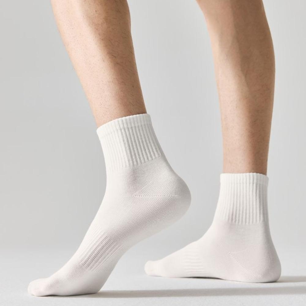 5 Pairs of 100% Cotton Socks for Men and Women, Thin Mid-calf Socks for Summer, Sweat-absorbent and Odor-resistant Pure Cotton Men's Socks