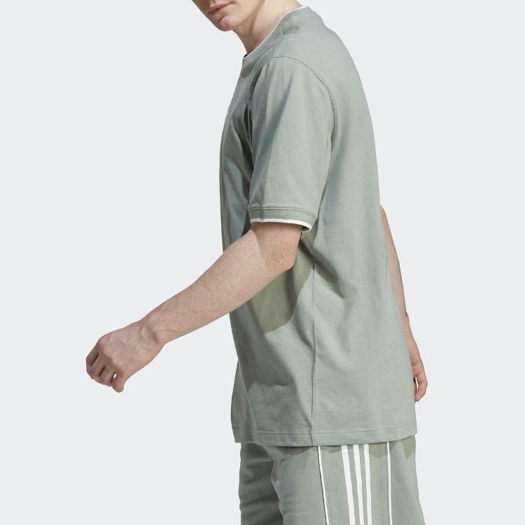 Adidas Originals Trefoil Solid Logo Letter Casual Sports Short Sleeve T-Shirt Men Tops Green IB8686