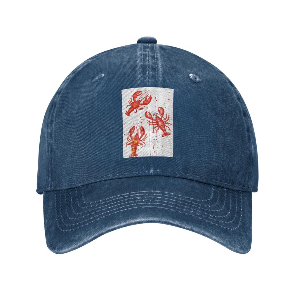 Lobsters And Lobster Seafood Festival Denim Fabric Cap Casual Baseball Caps Adjustable Hat Summer Unisex Baseball Hats