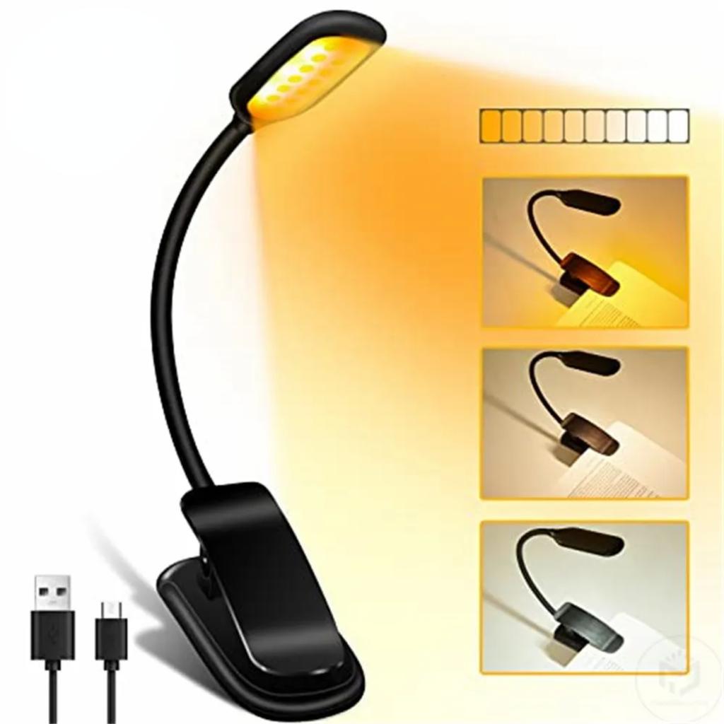 New Blue Light Filtered Clip-On Book Light 1000mAh Usb Rechargeable Dimmable Amber Reading Light Mini Read Lamp Book Lamp