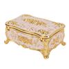 Vintage Jewelry Box Rectangular Exquisite Rose Pattern Zinc Alloy Soft Velvet Lining Trinket Organizer