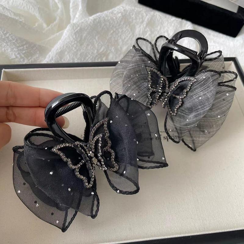 Agrafă de păr din plasă fluture coreeană Mesh Dot Gheara de păr pentru fete dulci Cadou pentru accesorii pentru cap de petrecere