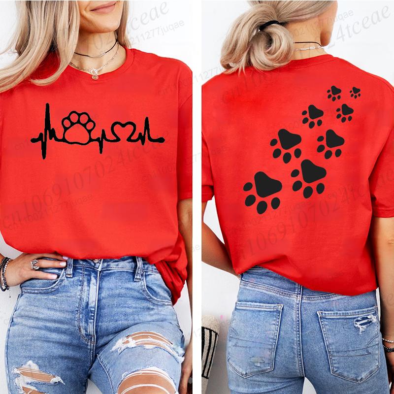 Cat Heart Women Print Tshirt Girl Short Sleeve Crew Neck TShirts Casual Top for Summer  Spring Cat Lover Womens Clothing