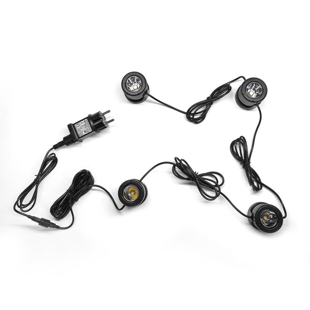 Set of 4 Warm White Pond Lights LED Submersible Fountain Lights IP68 Waterproof Underwater Landscape Spotlights with