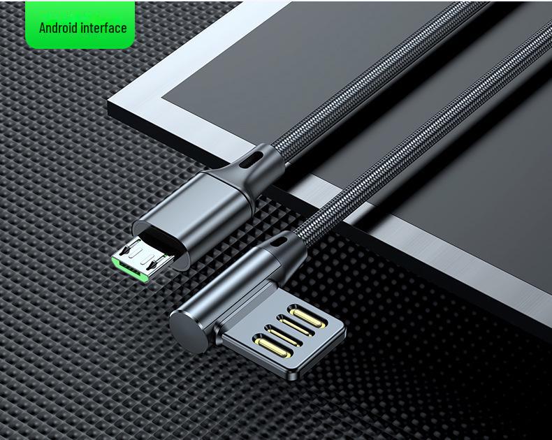 5A Fast Charging USB Elbow Data Cable for Car, Blind Plug, Available in 0.5m and 2m