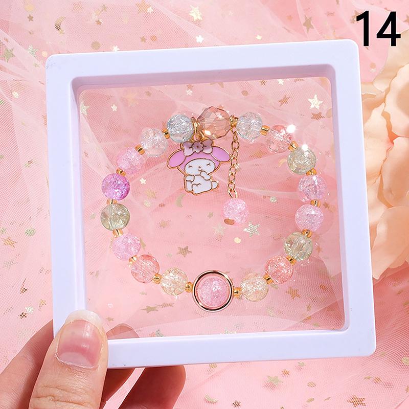 Sanrio Cute Cartoon Beaded Bracelet Kuromi Cinnamoroll Colorful Bead Bracelet Sweet Girlfriend Gifts Toys For Girls