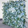 Uflower 5D Light Blue Artificial Flower Wall Roll-Up Wedding Curtain Backdrop Decorative Floral Wall Roll for Events