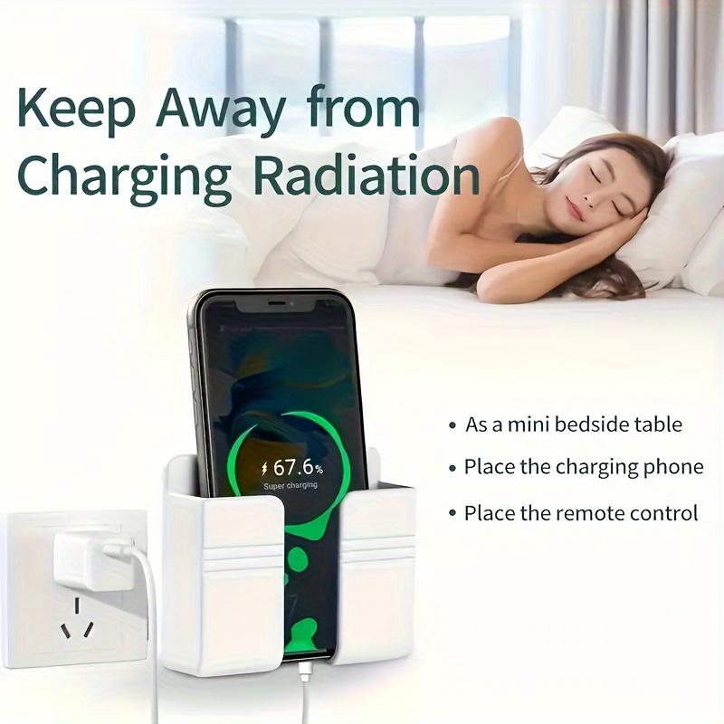 Space-Saving Wall-Mounted Phone Charging Holder - Multi-Functional Plastic Organizer for Bedside & TV Remote Control Storage