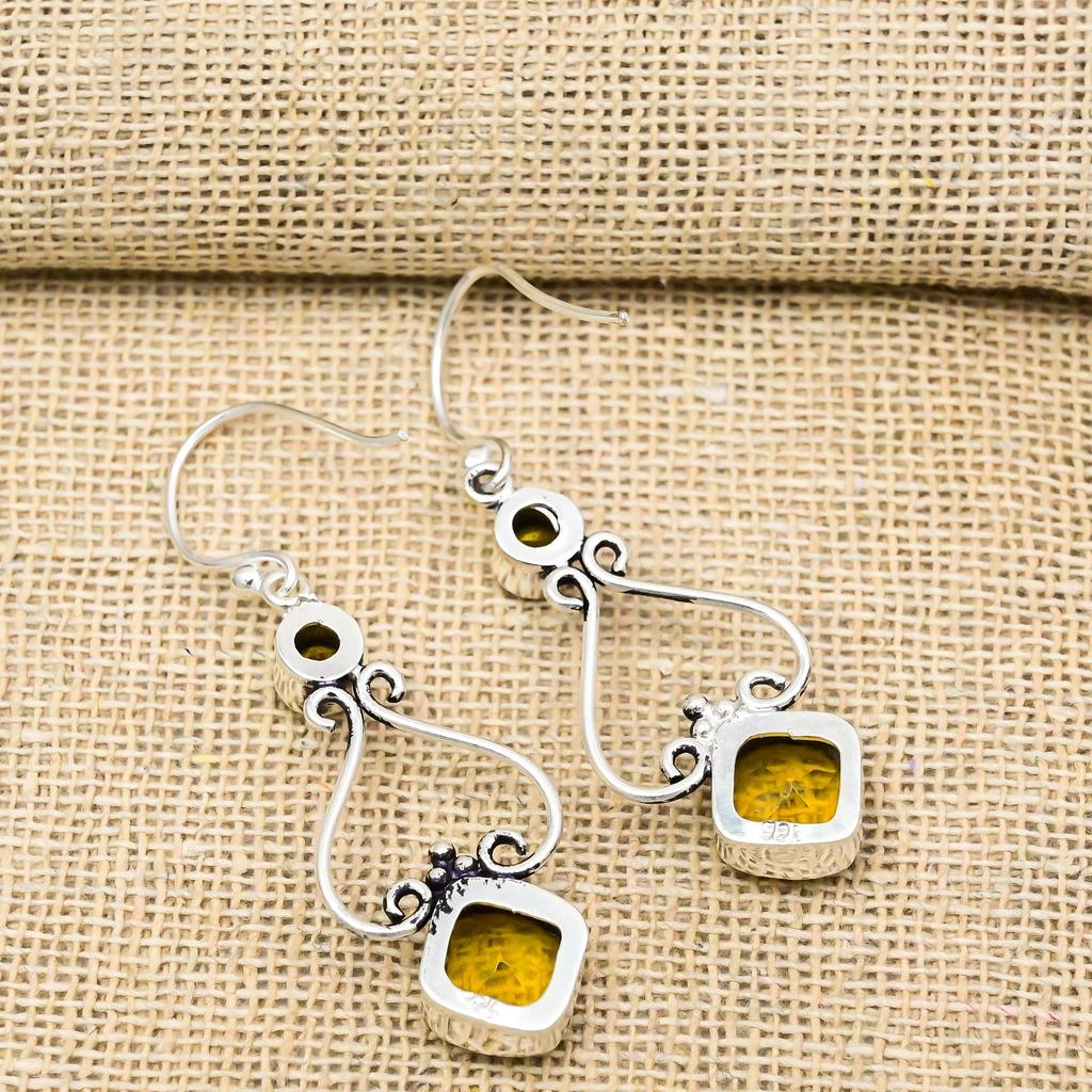 Citrine Earrings, 925 Solid Sterling Silver Gemstone Jewelry, Handmade Earrings, For Thanksgiving