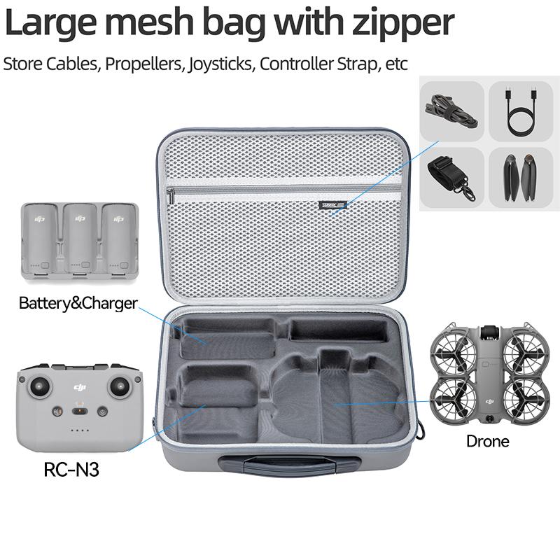 Carrying Storage Case for DJI Neo 2 Fly More Combo,Travel Portable Hard Shoulder Bag for DJI NEO 2 Drone Batteries Charging