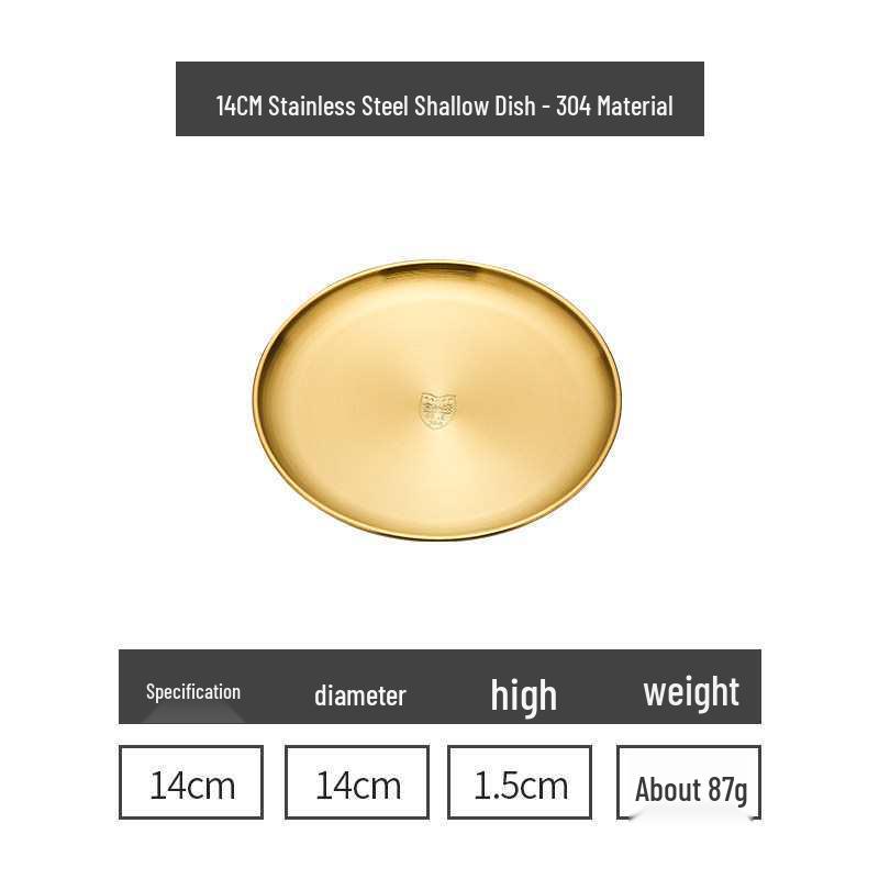 Gold Round 304 Stainless Steel Korean BBQ and Cake Tray