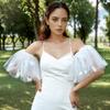 Bridal Mesh Elastic Fluffy Arm Sleeves Removable Floral Sheer Gloves Tulle Bubble Sleeves Wedding Dress Pography Accessories
