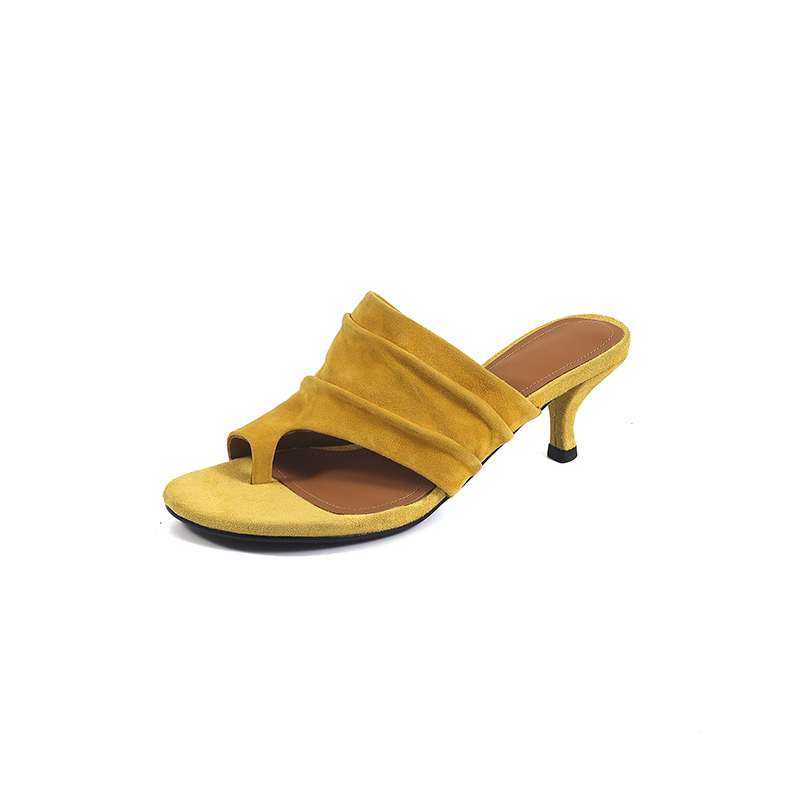 Krazing Pot Suede Mules Summer Size 40 Outside Slippers Flip Flops Stiletto High Heels Women Peep Toe Sandals