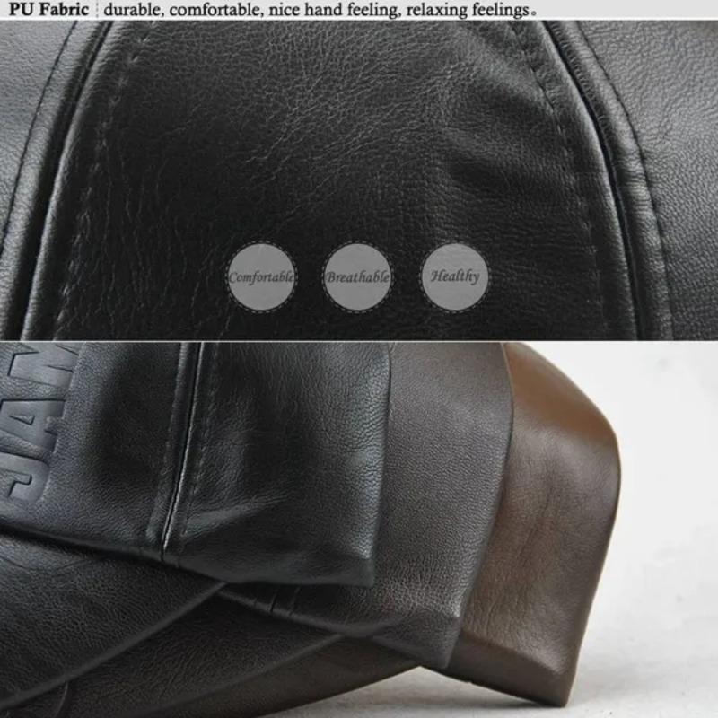1PC Autumn Winter Men and Women's PU Leather Baseball Cap Waterproof Windproof Hat Stamping Logo Outdoor Sports Gorras Baseball Casquette