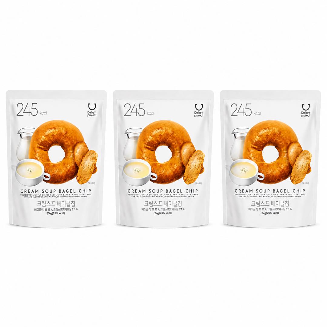 Olive Young Кремовые Чипсы-Багет 55г #Cream Bagel Chip*3pack orange