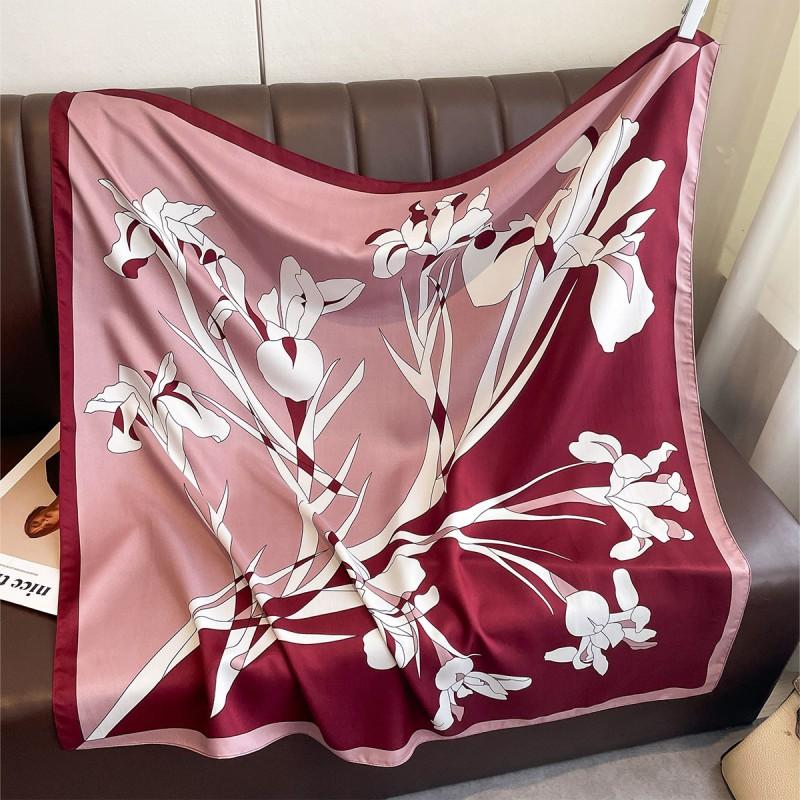 Lightweight 90x90cm Square Scarf Women Navy Style Sun Protection Silk-Like Feel Wear Chic Versatile Accessory