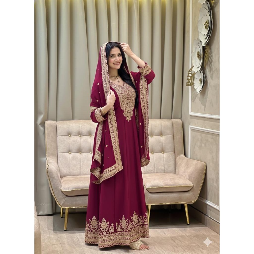 Indian Anarkali Gown with Dupatta Set Bollywood Party Wedding Wear Ethnic Suit
