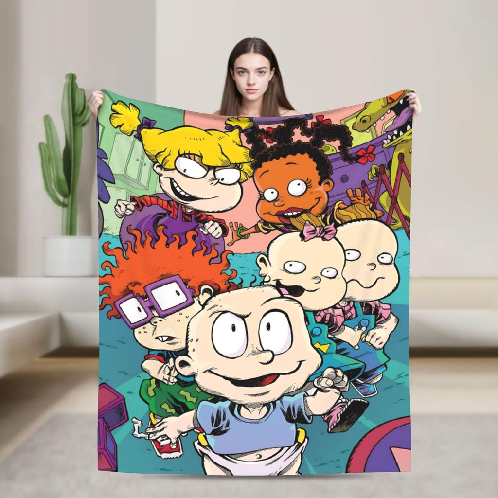 Rugrats Playful Character Blankets  Warm Soft Plush Throw Blanket For Couch Chair Airplane Travel Flannel Bedspread Bed Cover