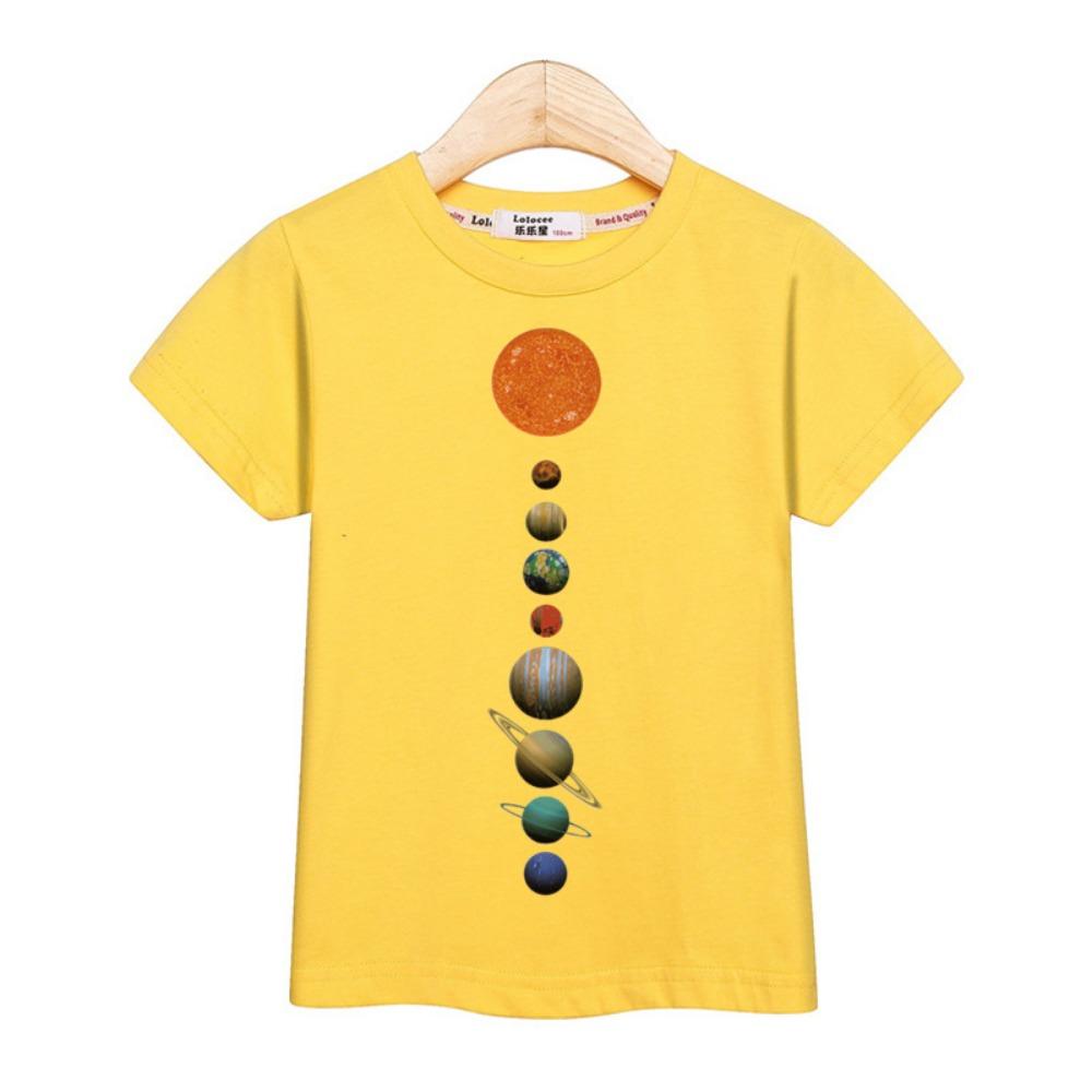 New Children Summer Tops Astronaut Cartoon T-shirt Baby Boys Short Sleeves Shirt 3-14T US Size Clothing