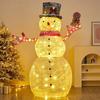 Lighted Snowman for Christmas Decoration,Flocked Snowman Decor with LED Lights, Glittered Standing Holiday Display for Outdoor