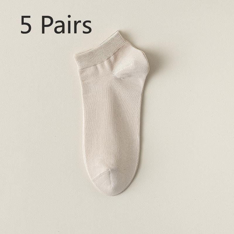 

5 пар женских носков без косточек, тонкие носки на весну и лето, впитывающие хлопковые носки 5 Pairs бежевый