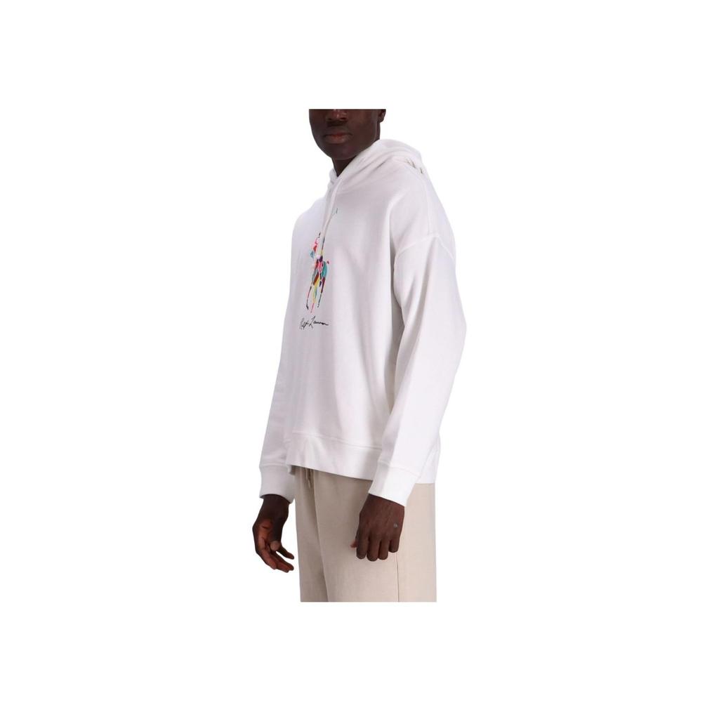 Polo Ralph Lauren Letter Print Hooded Long Sleeve Loose Sweatshirt Men sweatshirt White 710926613-001