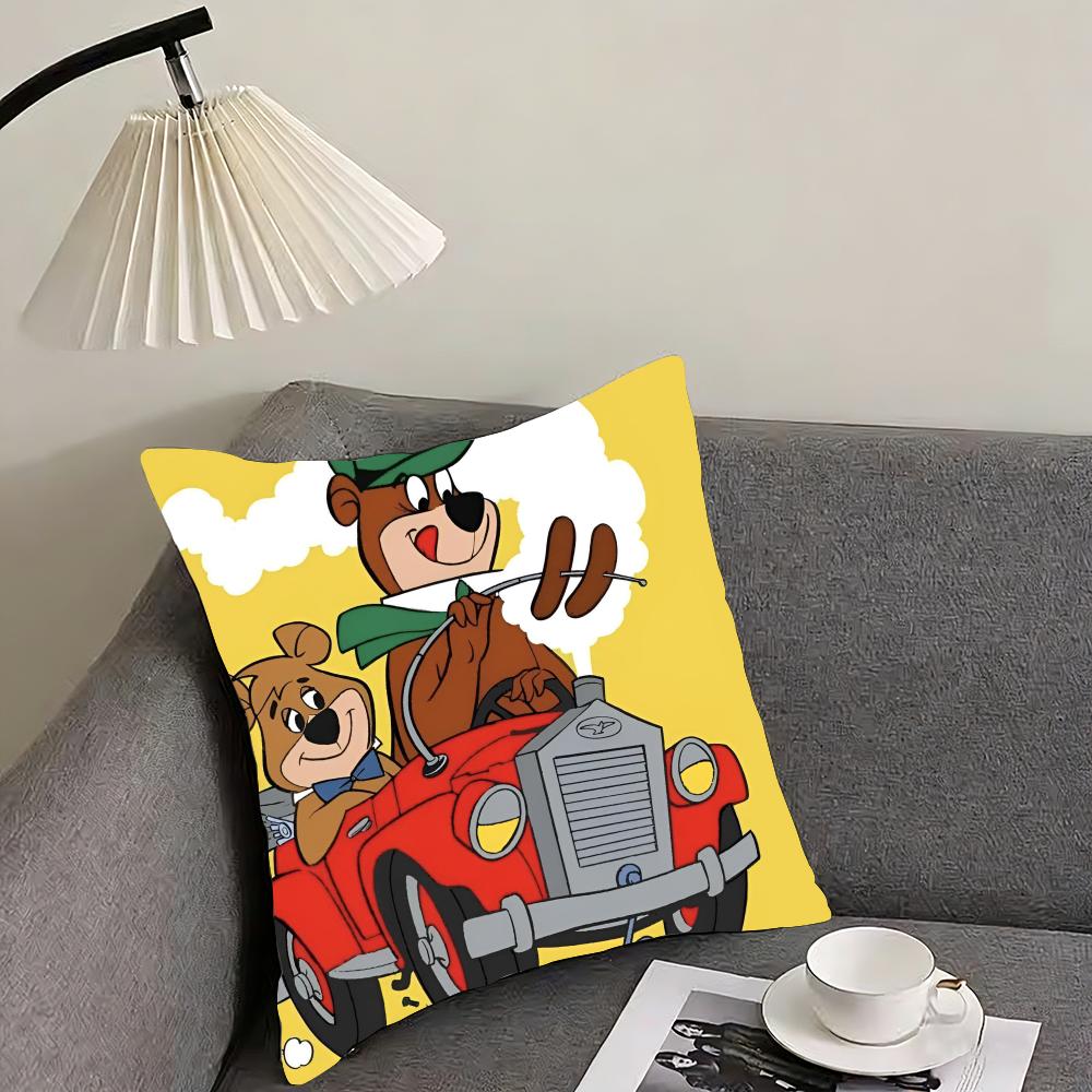 Federa Cuscino Orso Yoghi – Federa Cuscino Peluche Reversibile – Per auto, divano, camera da letto, perfetta come regalo.