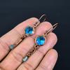 Blue Topaz Earrings, Copper Electroformed  Gemstone Jewelry, Handmade Earrings, For Thanksgiving