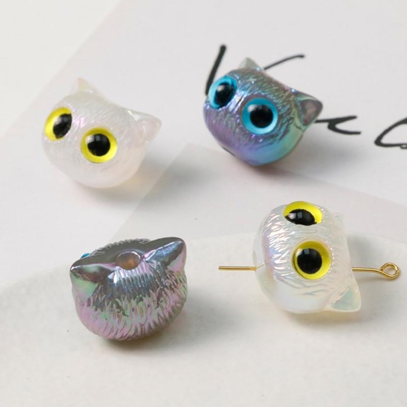 Cat Spacers Beads Animal Head Loose Beads for Earring Bracelet Necklace Jewelry Making Acrylic Colorful Cat Bead DIY Art