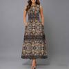 Oversized Women Sleeveless Round Neck Dress Elegant Scattered Bouquet Flowy Calf Length Gown