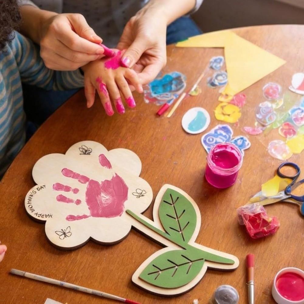 Flower Shape DIY Painting Crafts Handmade Table Decoration Wooden Ornament  Classroom Activity