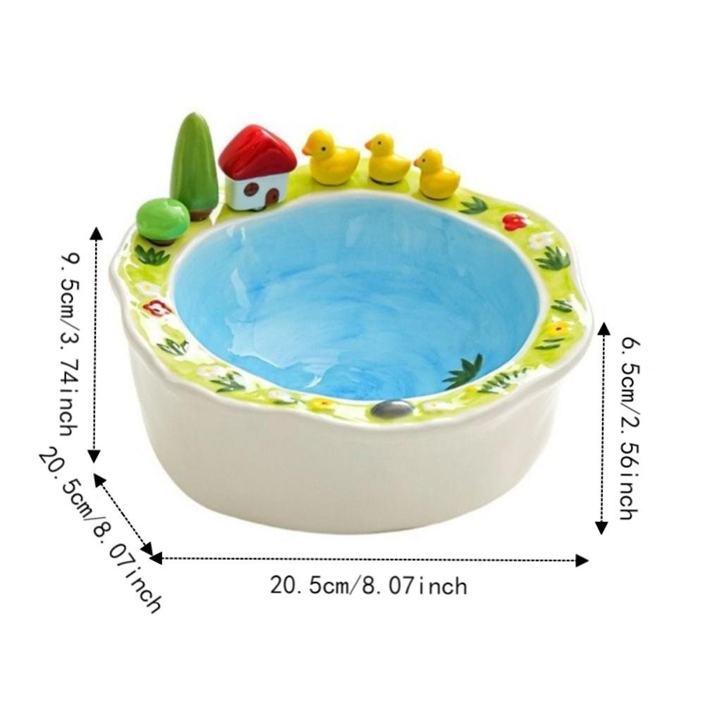 Little Duck House Shape Fruit Bowl with Fork Cartoon Snack Plate Creative Salad Plate Living Room