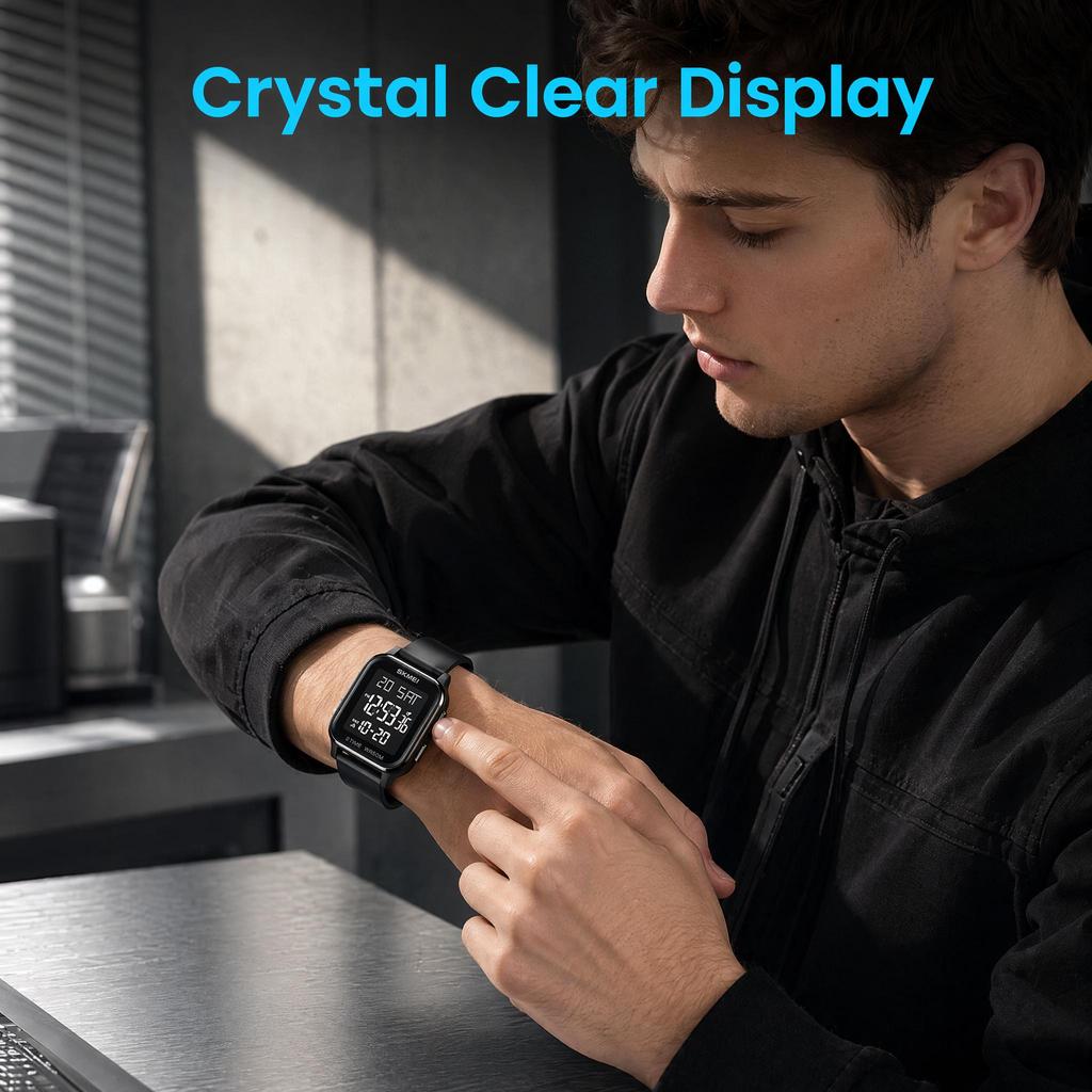 Men's Digital Watch SKMEI Square 50M Waterproof School 1858