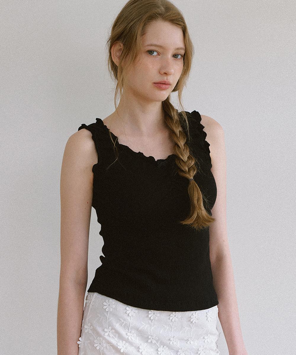 Laminez Wave Shirred Sleeveless - Black Black/Free