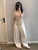 Women's Linen Cotton Casual Pants - 2026 Summer Elastic Waist Drawstring Long Straight Leg