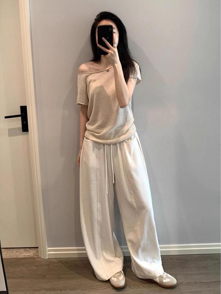 Women's Linen Cotton Casual Pants - 2026 Summer Elastic Waist Drawstring Long Straight Leg