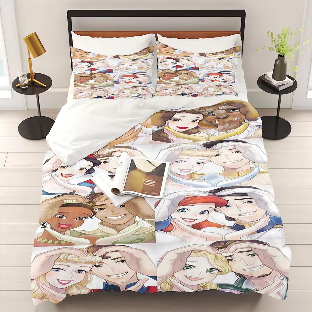 Princess Series 100% Polyester Duvet Cover Set Home Decor Bedding Comforter Sets 3D Children'S Bedding Set 3-Piece