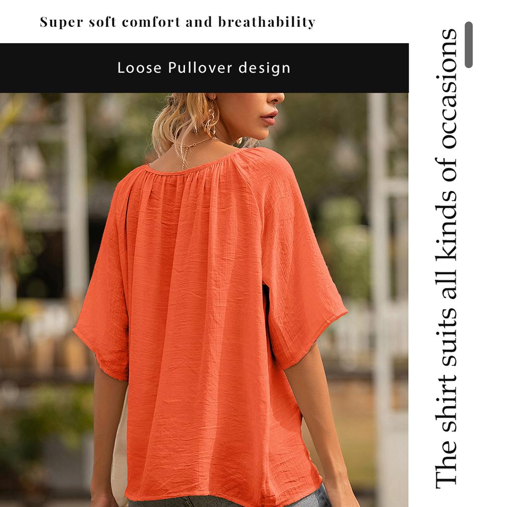 Women Blouse Short Sleeve Summer Casual Top
