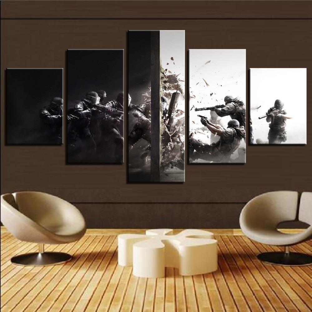 Pôster de parede e impressões Pop Game Picture 5 peças Rainbow Six Siege Canvas Painting Frame Artwork HD Prints Decoração para casa Quarto infantil