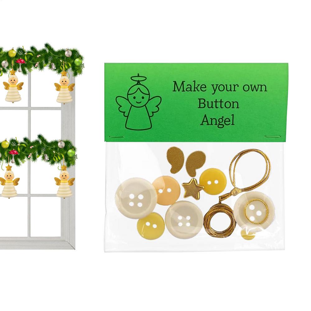 Button Christmas Tree Ornaments Home Santa Angel Snowman Christmas Tree Decorations Holiday Decoration Pendant Craft DIY Making