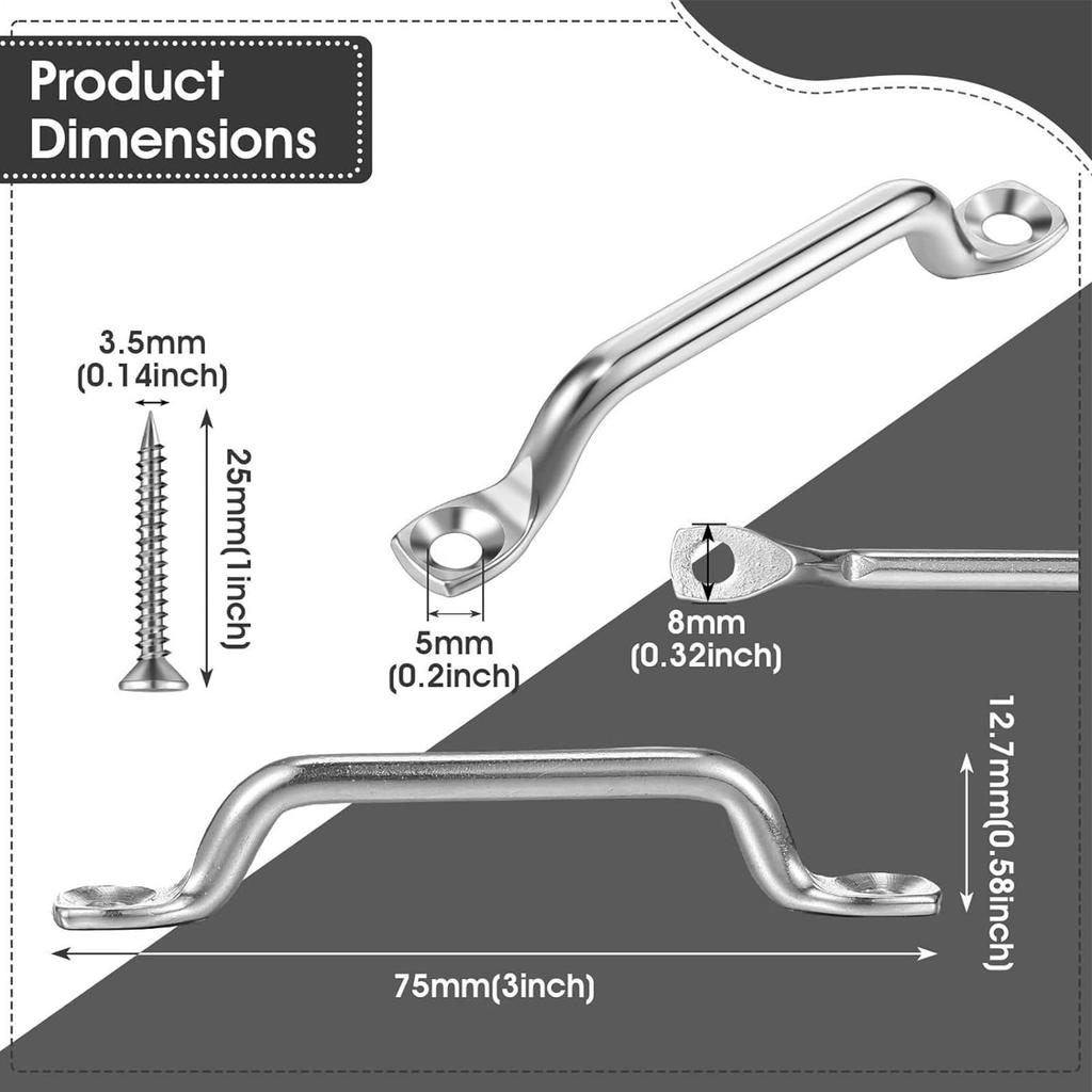 Vwuuya Footman Loop | 4 Stainless Steel Top Down Anchors for Kayak | Includes