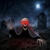 Décoration Squelette Groundbreaker Halloween Squelette Brisant le Sol, Crâne Géant Lumineux Accessoire de Jardin avec Yeux Sinistres Bras Articulés, Décoration de Pelouse Extérieure