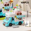 HUIQIBAO Street Food Car Model Micro Building Block MOC Flower Store truck Bricks Set Cute Ornament Decoration Toy for Kid Girl