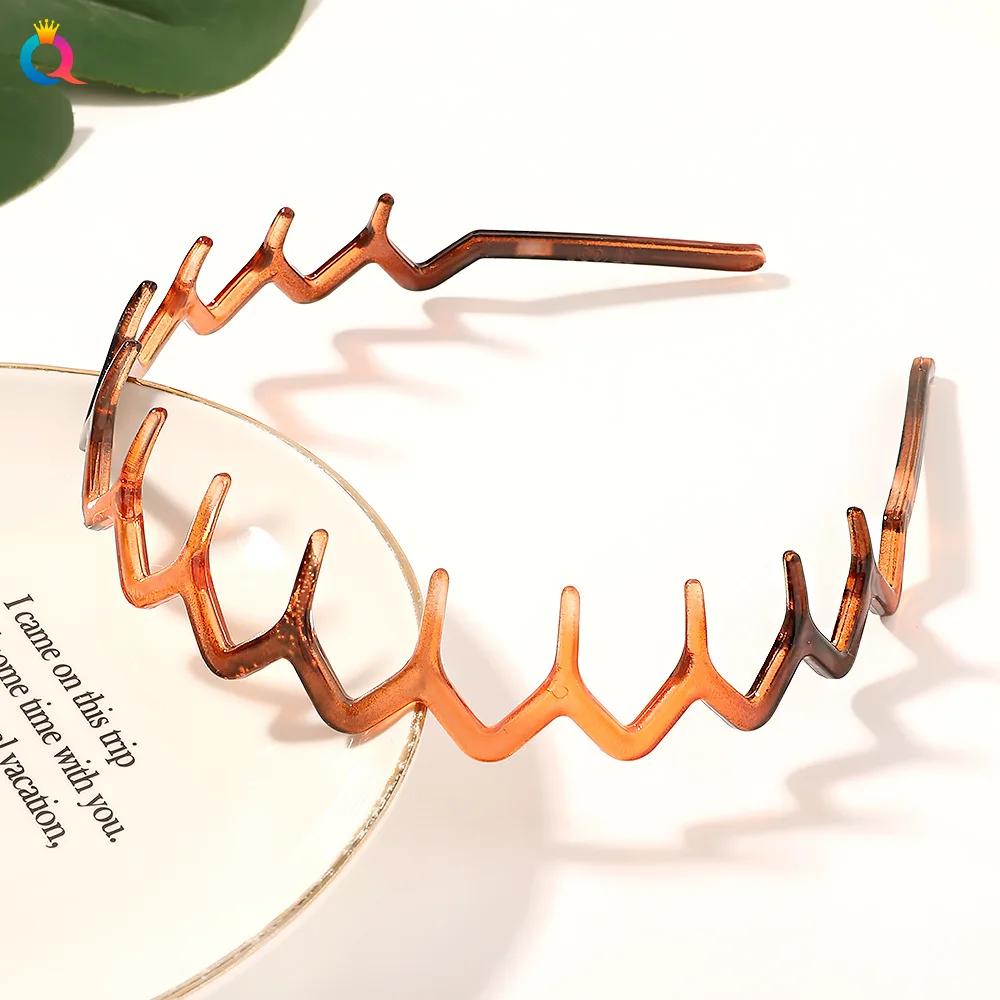 Einfaches mattes Kettengewelle gezahntes Haarband Finishing für abstehende Haare Kopfband Outdoor Haarreifen zum Gesichtwaschen Kopfbedeckung Haarschmuck