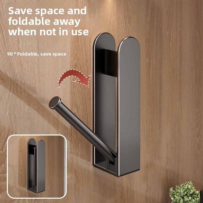 Carbon Steel Hanger Organizer No-Drill Wall-Mounted Folding Rack, Space-Saving Storage Holder for Balcony Laundry Room