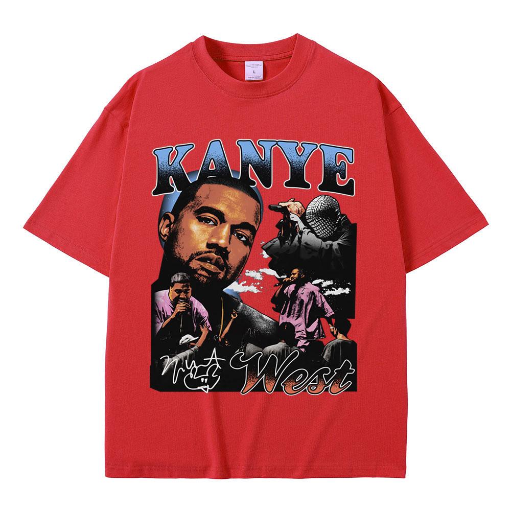 Rapper Kanye West Graphic Print T Shirt Unisexs Fashion Retro Short Sleeve Tshirt Casual 100 Cotton Tshirts Hip Hop Streetwear